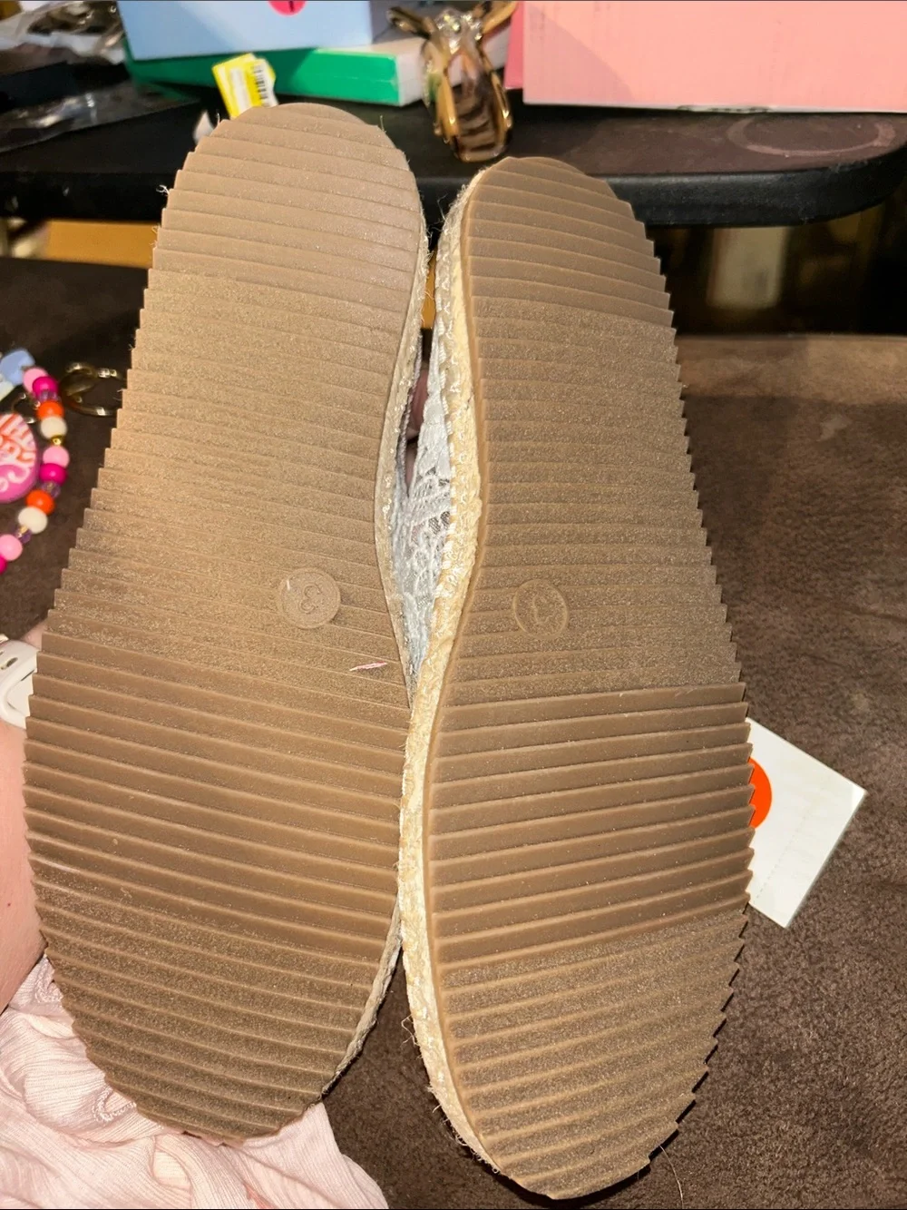 Girls  White Lace Mary Jane Espadrille Flats